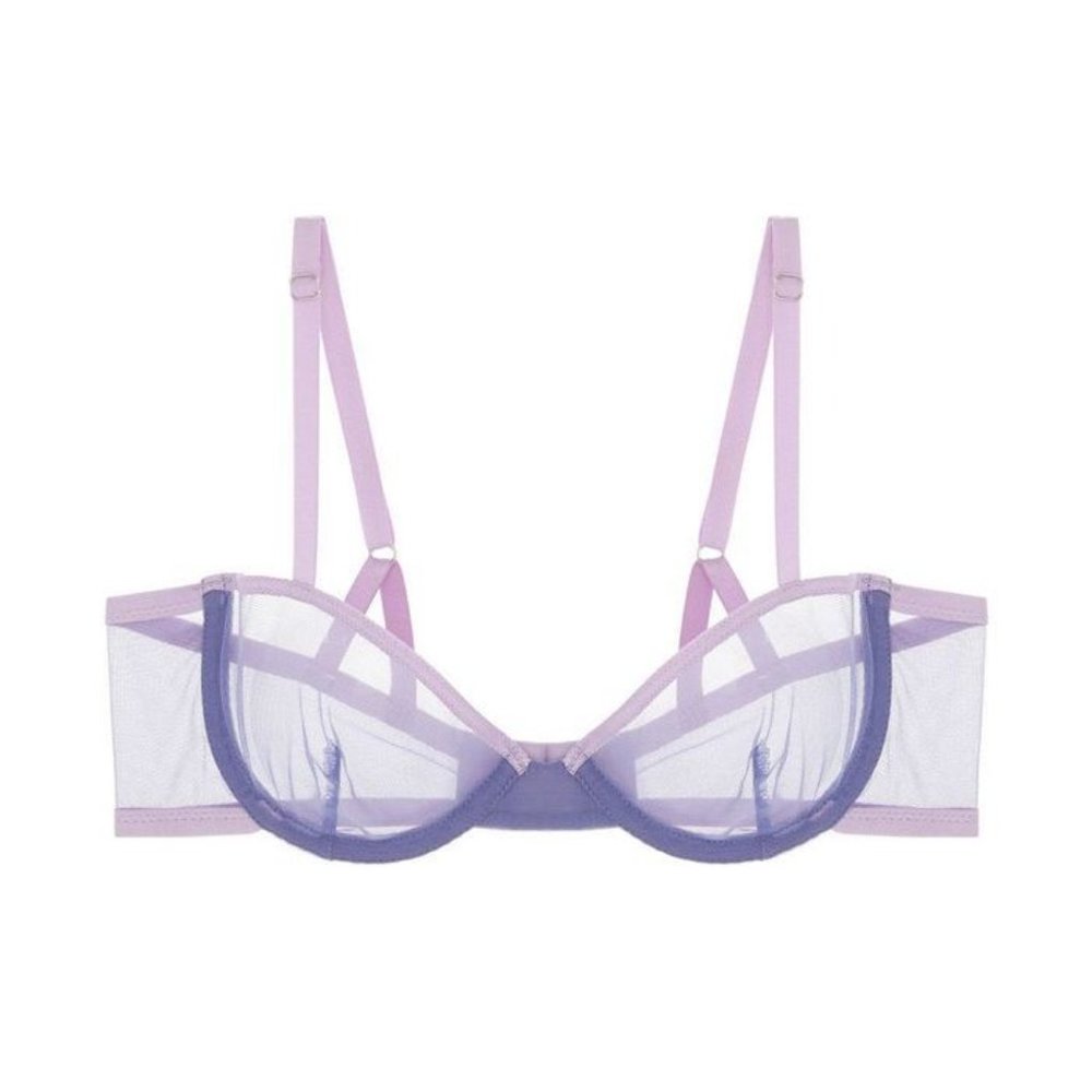 NWT Taryn Winters Purple Sheer Unlined Balconette Demi Bra 36B